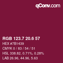 カラーコード: RGB 123.7 20.6 57 | qconv.com