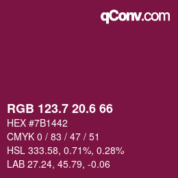 カラーコード: RGB 123.7 20.6 66 | qconv.com