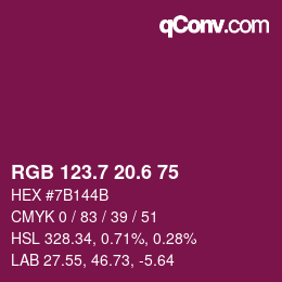 カラーコード: RGB 123.7 20.6 75 | qconv.com