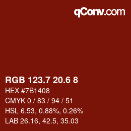 カラーコード: RGB 123.7 20.6 8 | qconv.com