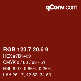 カラーコード: RGB 123.7 20.6 9 | qconv.com