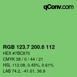 カラーコード: RGB 123.7 200.6 112 | qconv.com