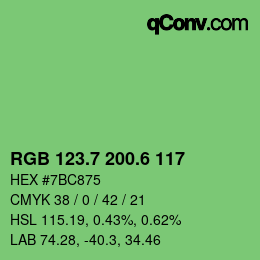 カラーコード: RGB 123.7 200.6 117 | qconv.com