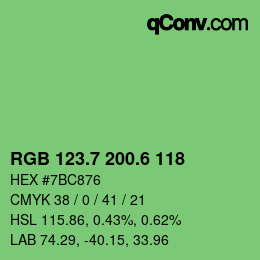 カラーコード: RGB 123.7 200.6 118 | qconv.com