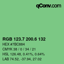 カラーコード: RGB 123.7 200.6 132 | qconv.com