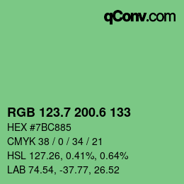カラーコード: RGB 123.7 200.6 133 | qconv.com