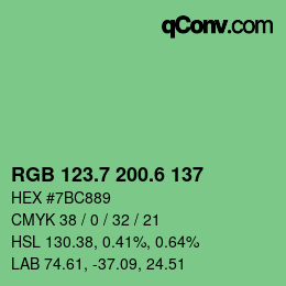 カラーコード: RGB 123.7 200.6 137 | qconv.com