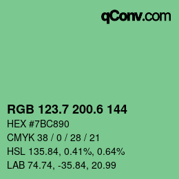 カラーコード: RGB 123.7 200.6 144 | qconv.com