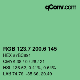 カラーコード: RGB 123.7 200.6 145 | qconv.com