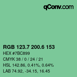 カラーコード: RGB 123.7 200.6 153 | qconv.com