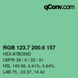 カラーコード: RGB 123.7 200.6 157 | qconv.com