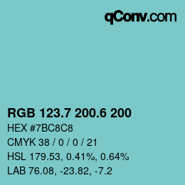 颜色代码: RGB 123.7 200.6 200 | qconv.com