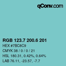 カラーコード: RGB 123.7 200.6 201 | qconv.com