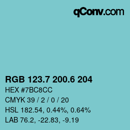 カラーコード: RGB 123.7 200.6 204 | qconv.com
