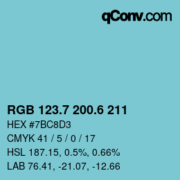 カラーコード: RGB 123.7 200.6 211 | qconv.com
