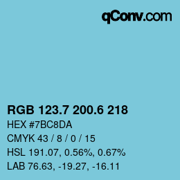 カラーコード: RGB 123.7 200.6 218 | qconv.com