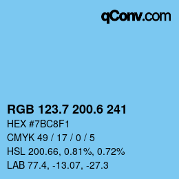 カラーコード: RGB 123.7 200.6 241 | qconv.com