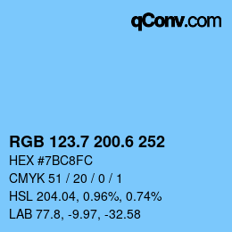 カラーコード: RGB 123.7 200.6 252 | qconv.com