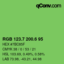 カラーコード: RGB 123.7 200.6 95 | qconv.com