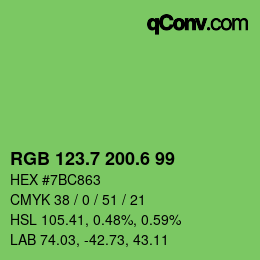 カラーコード: RGB 123.7 200.6 99 | qconv.com