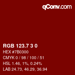 カラーコード: RGB 123.7 3 0 | qconv.com