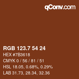 カラーコード: RGB 123.7 54 24 | qconv.com