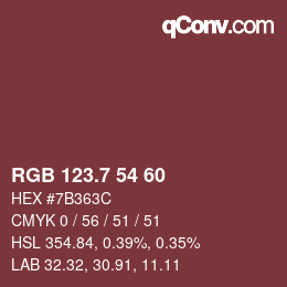 カラーコード: RGB 123.7 54 60 | qconv.com