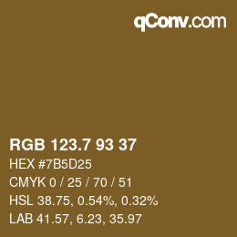 カラーコード: RGB 123.7 93 37 | qconv.com