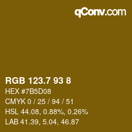 カラーコード: RGB 123.7 93 8 | qconv.com