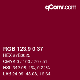 カラーコード: RGB 123.9 0 37 | qconv.com