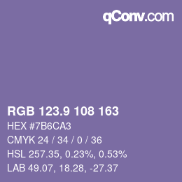 カラーコード: RGB 123.9 108 163 | qconv.com
