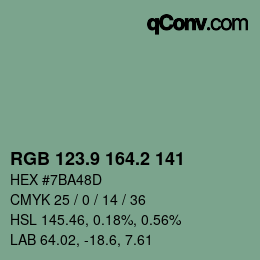 カラーコード: RGB 123.9 164.2 141 | qconv.com
