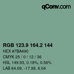 カラーコード: RGB 123.9 164.2 144 | qconv.com