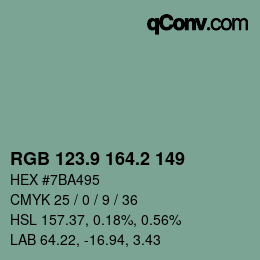 カラーコード: RGB 123.9 164.2 149 | qconv.com