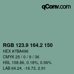 カラーコード: RGB 123.9 164.2 150 | qconv.com