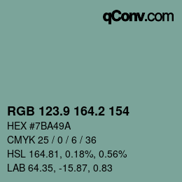 カラーコード: RGB 123.9 164.2 154 | qconv.com