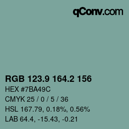 カラーコード: RGB 123.9 164.2 156 | qconv.com