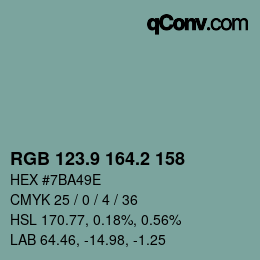 Color code: RGB 123.9 164.2 158 | qconv.com