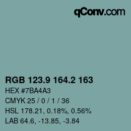 Color code: RGB 123.9 164.2 163 | qconv.com