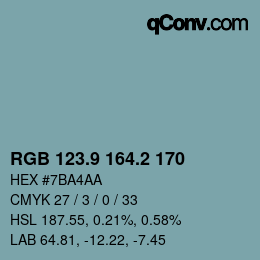 Color code: RGB 123.9 164.2 170 | qconv.com