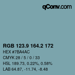 Color code: RGB 123.9 164.2 172 | qconv.com