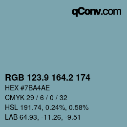 Color code: RGB 123.9 164.2 174 | qconv.com