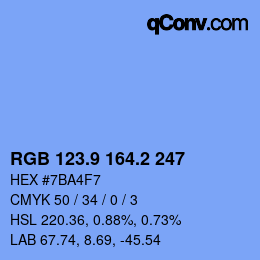 カラーコード: RGB 123.9 164.2 247 | qconv.com