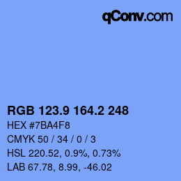カラーコード: RGB 123.9 164.2 248 | qconv.com