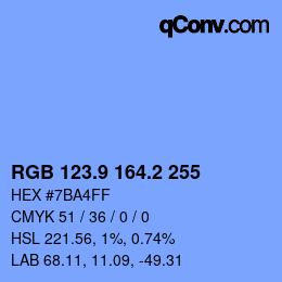 Color code: RGB 123.9 164.2 255 | qconv.com