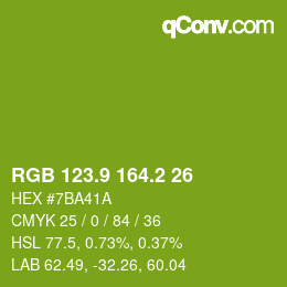 カラーコード: RGB 123.9 164.2 26 | qconv.com