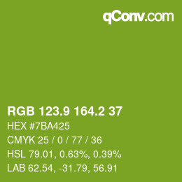 カラーコード: RGB 123.9 164.2 37 | qconv.com