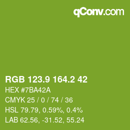 カラーコード: RGB 123.9 164.2 42 | qconv.com