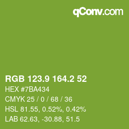 カラーコード: RGB 123.9 164.2 52 | qconv.com