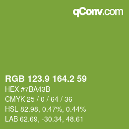 カラーコード: RGB 123.9 164.2 59 | qconv.com